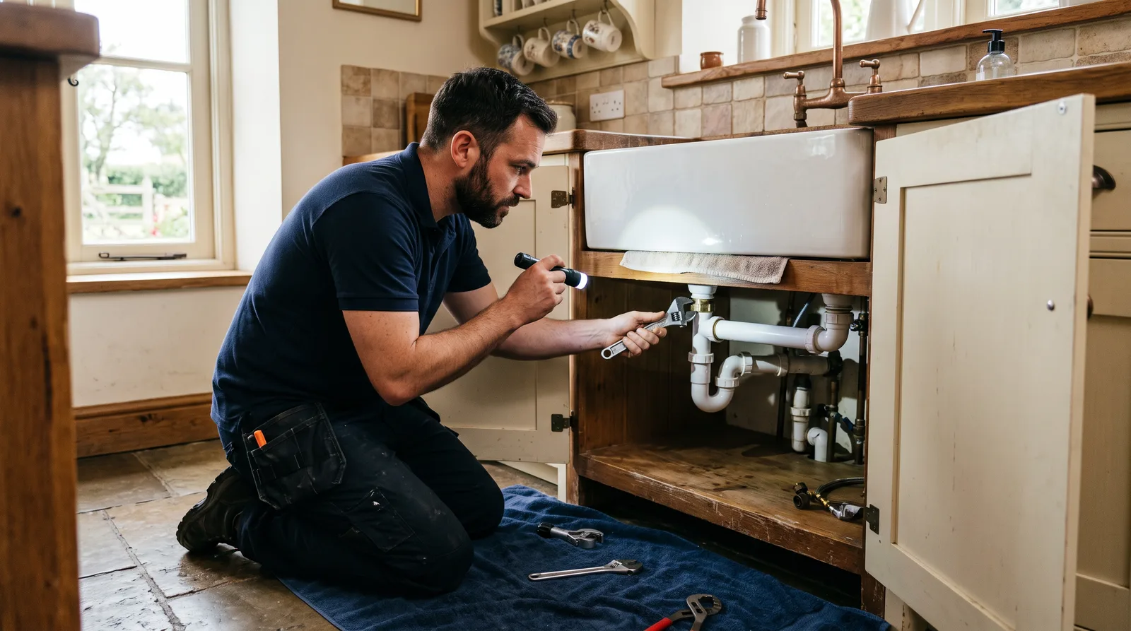 Leak repair under a sink